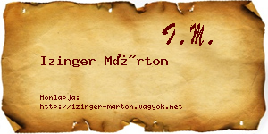 Izinger Márton névjegykártya